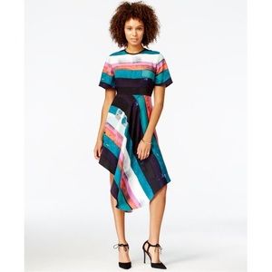 CLOSEOUT RACHEL Rachel Roy Striped Asymmetrical Dress 8